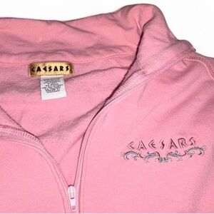 VTG Rare 90s Embroidered Baby Pink Caesar’s Palace Casino 1/4 Zip Pullover